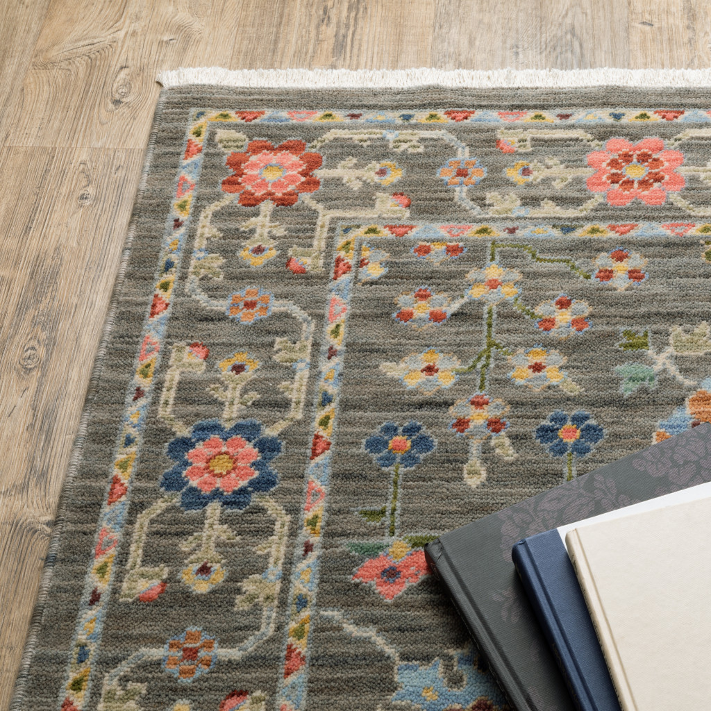 2" X 3" Blue and Gray Oriental Power Loom Area Rug