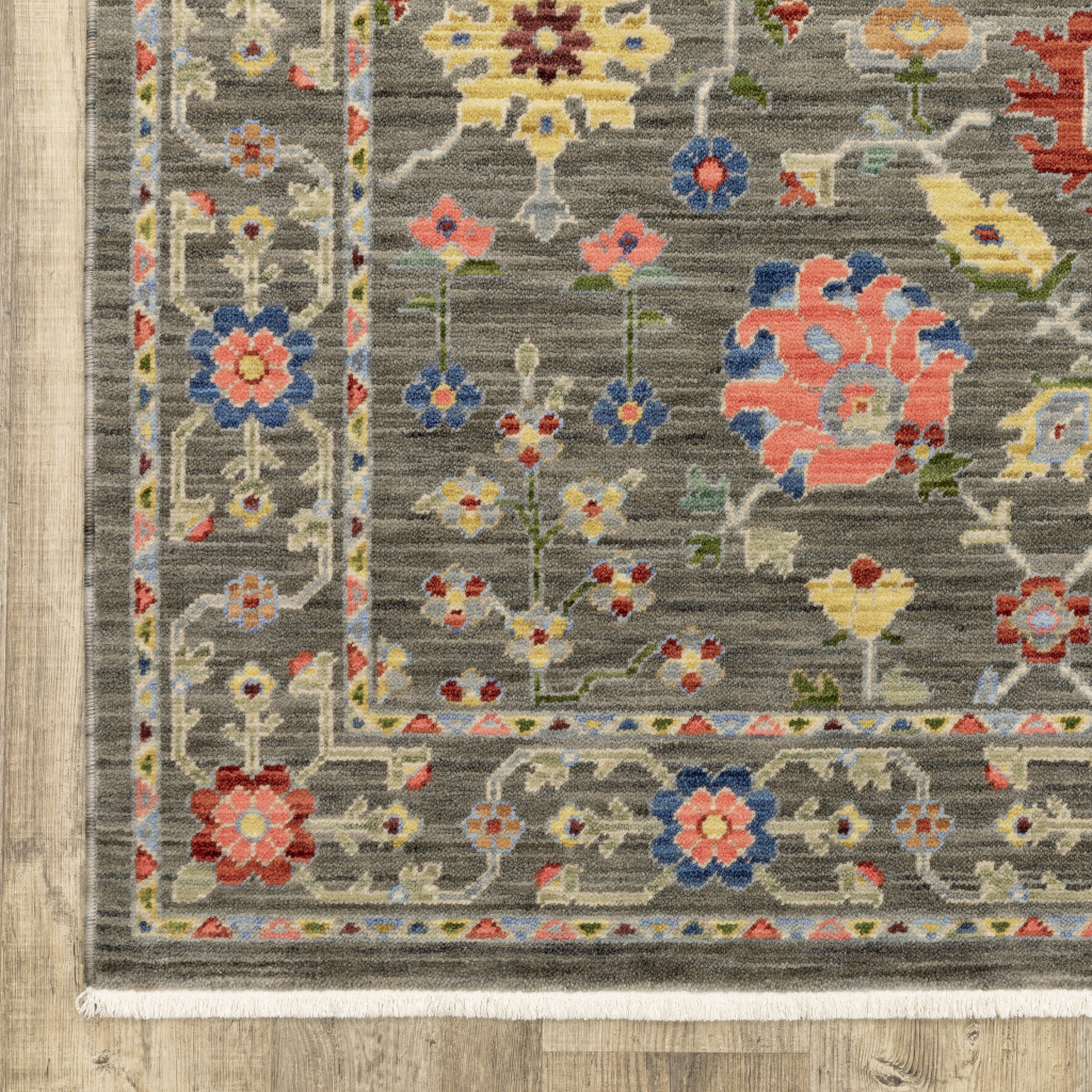 2" X 3" Blue and Gray Oriental Power Loom Area Rug