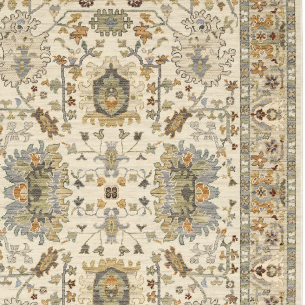 6" X 9" Brown And Ivory Oriental Power Loom Area Rug With Fringe