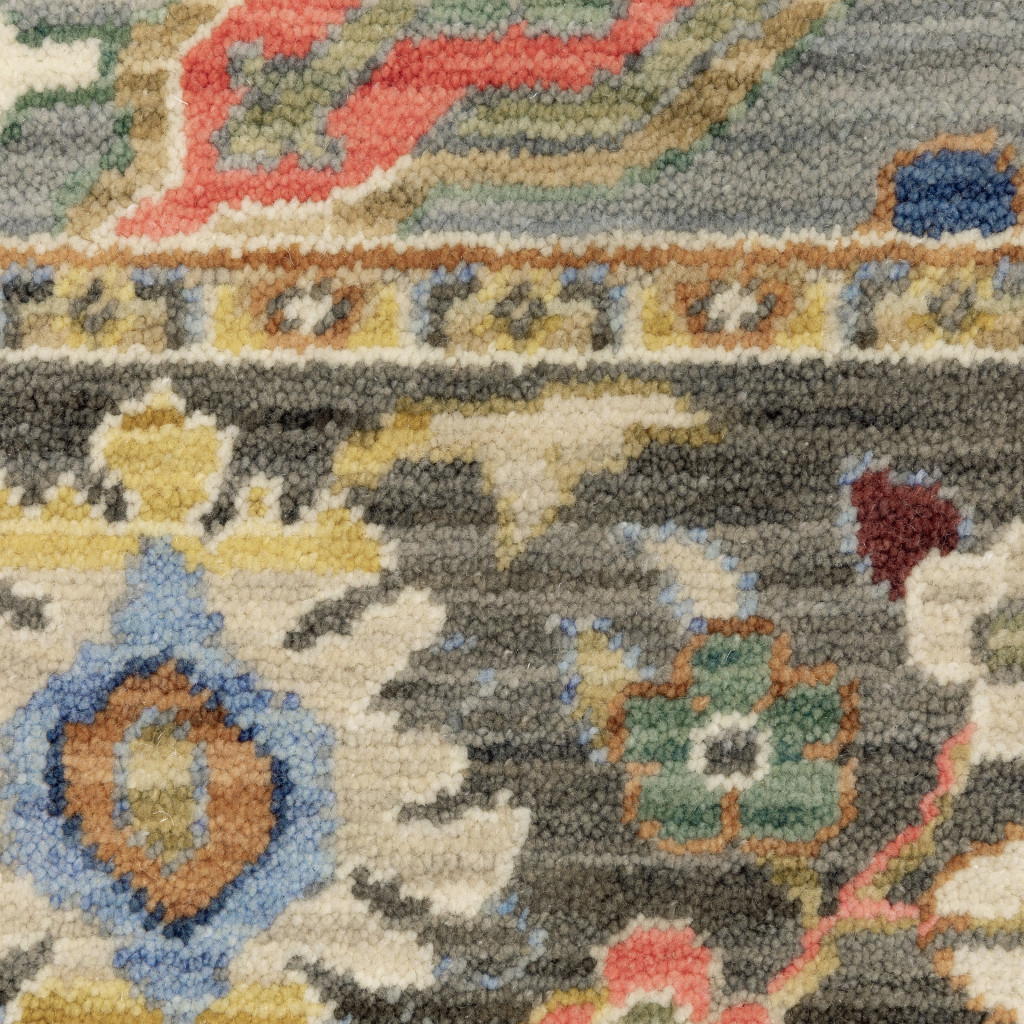 5" X 8" Blue and Ivory Oriental Power Loom Area Rug With Fringe