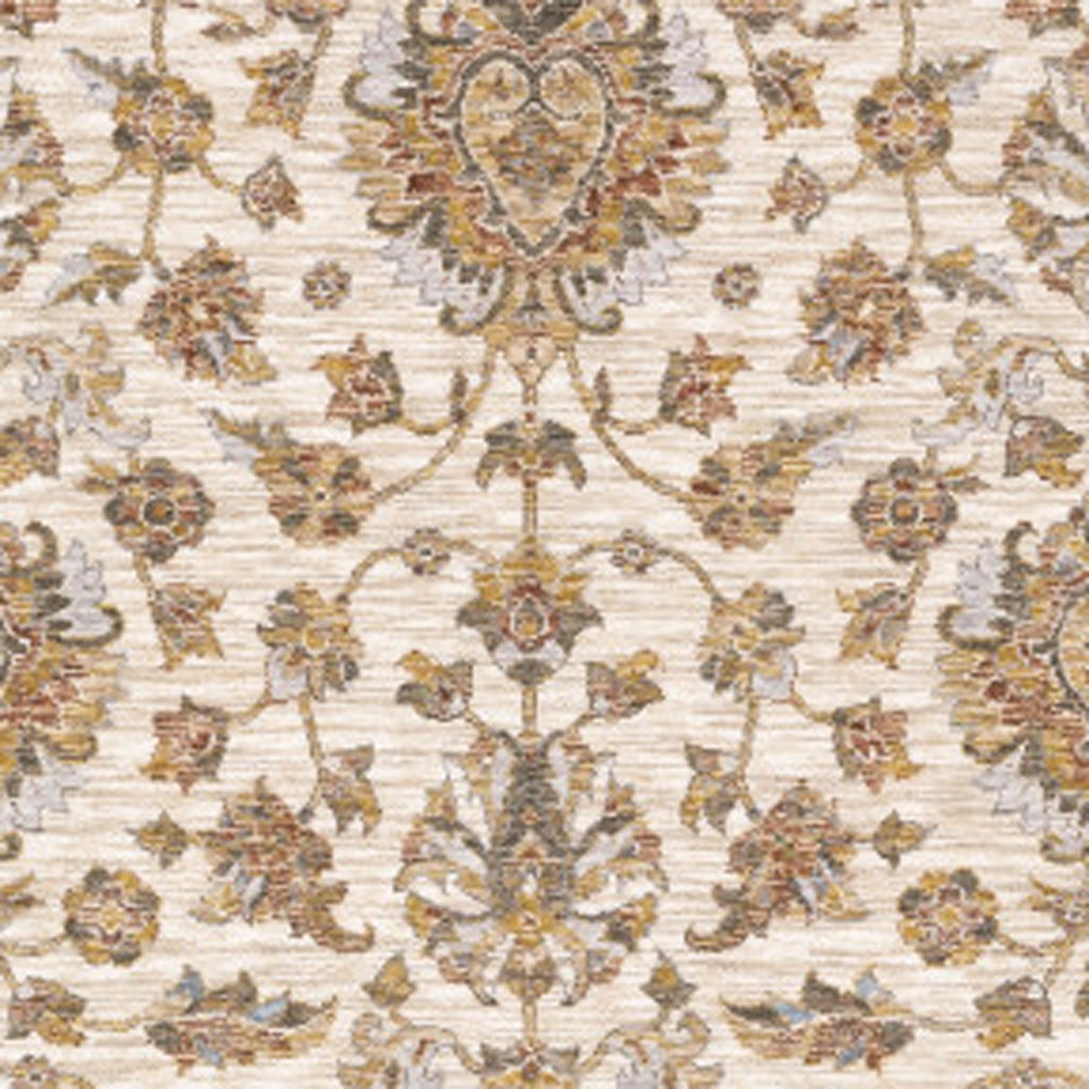 2" X 3" Rust And Ivory Oriental Power Loom Stain Resistant Area Rug With Fringe