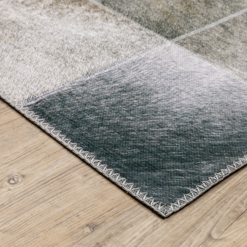 9" X 12" Grey Charcoal Brown And Beige Geometric Power Loom Stain Resistant Area Rug