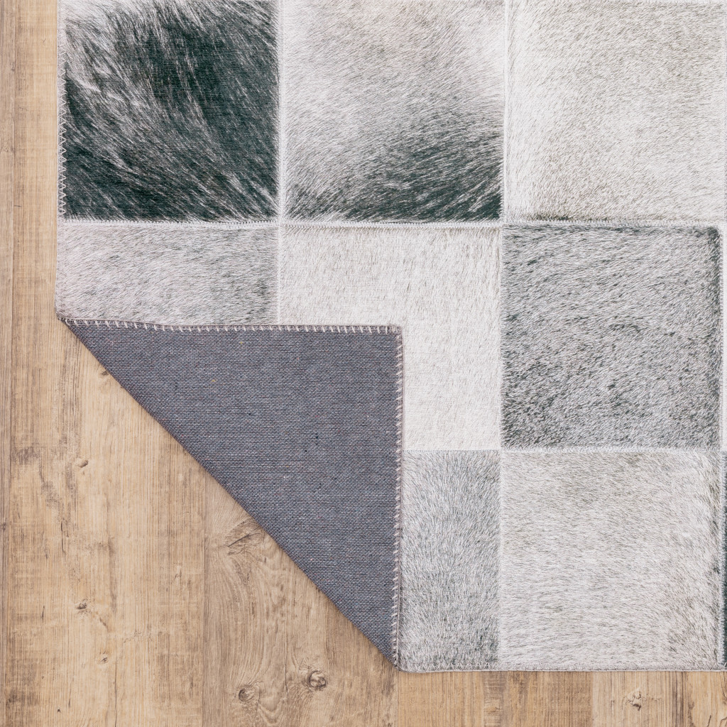 9" X 12" Grey Charcoal Brown And Beige Geometric Power Loom Stain Resistant Area Rug