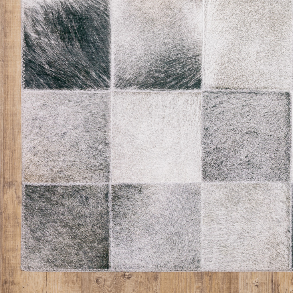 9" X 12" Grey Charcoal Brown And Beige Geometric Power Loom Stain Resistant Area Rug