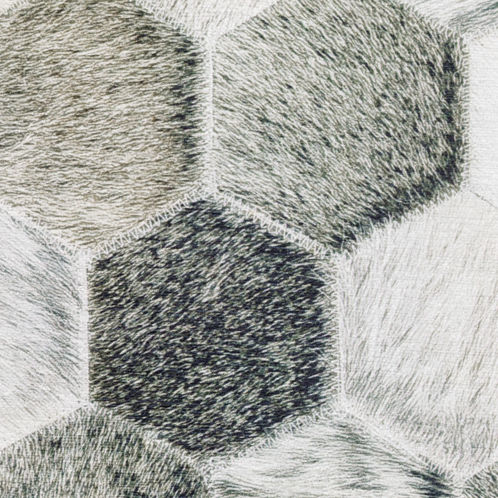 5" X 7" Grey Charcoal Brown Tan And Ivory Geometric Power Loom Stain Resistant Area Rug
