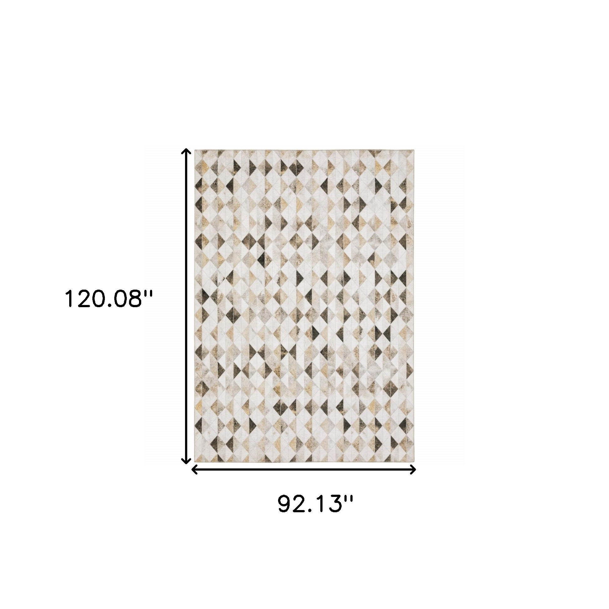 8" X 10" Beige and Ivory Geometric Power Loom Area Rug