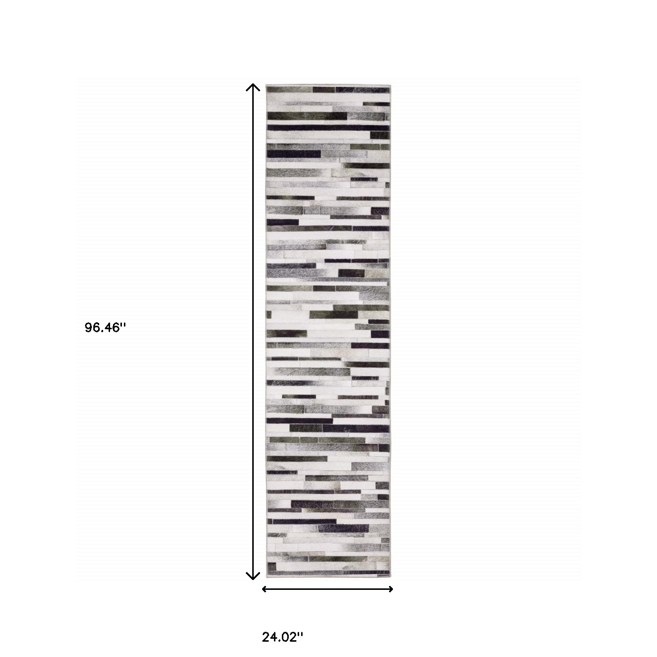 8" Gray Brown and Ivory Geometric Power Loom Runner Rug