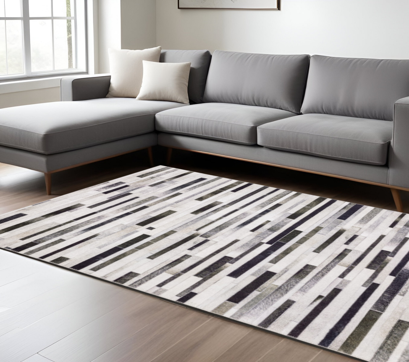 9' X 12' Gray And Charcoal Geometric Area Rug-509496-1