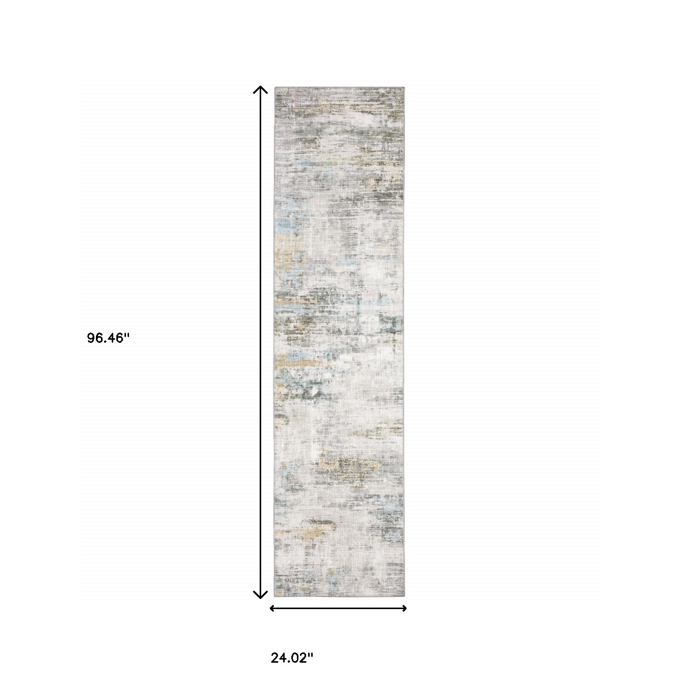 2" X 8" Gray And Ivory Abstract Power Loom Stain Resistant Runner Rug