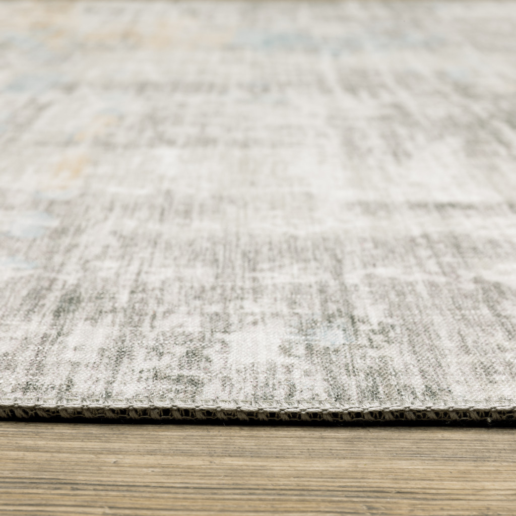 2" X 8" Gray And Ivory Abstract Power Loom Stain Resistant Runner Rug