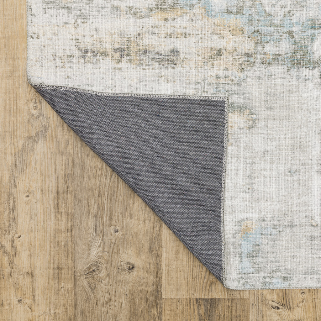8" X 10" Blue and Gray Abstract Power Loom Area Rug