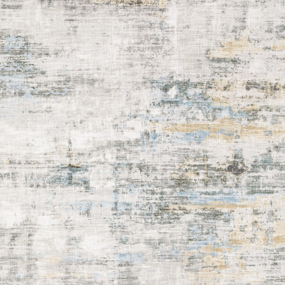 9" X 12" Gray And Ivory Abstract Power Loom Stain Resistant Area Rug