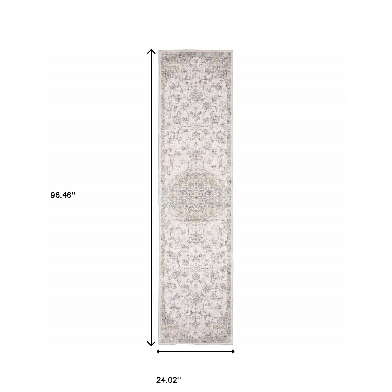 8" Beige and Ivory Oriental Power Loom Runner Rug