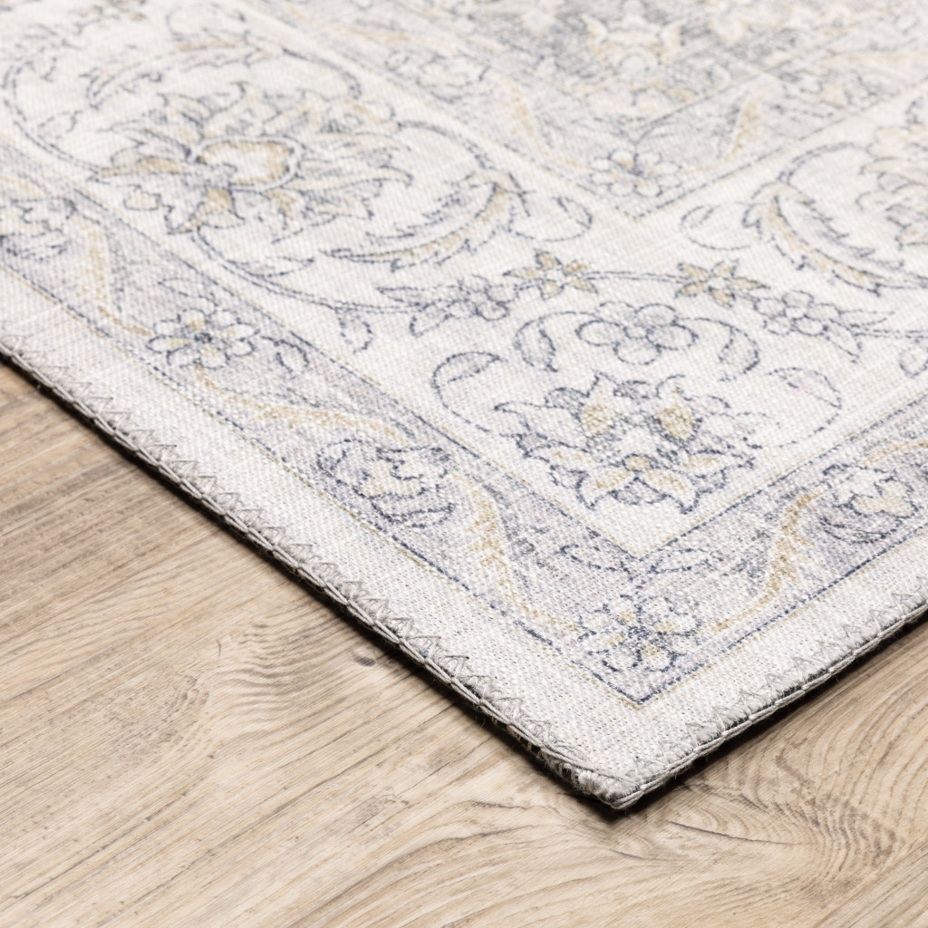 8" Beige and Ivory Oriental Power Loom Runner Rug