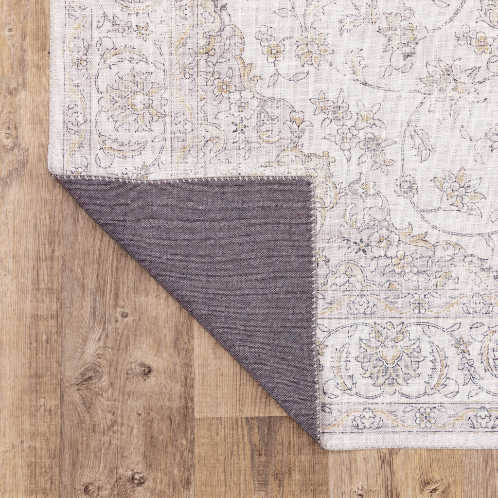 8" Beige and Ivory Oriental Power Loom Runner Rug