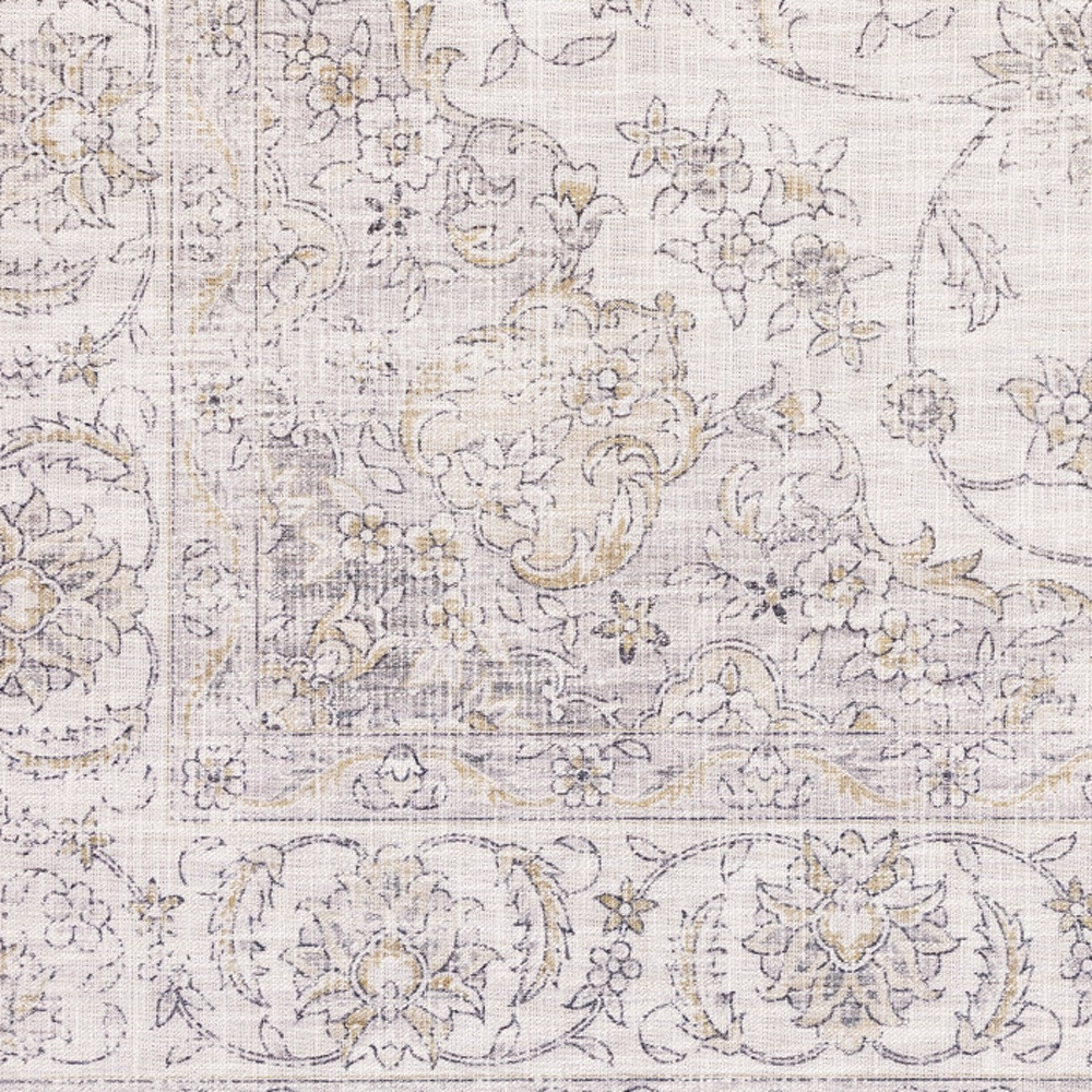 5" X 7" Beige Gold And Grey Oriental Power Loom Stain Resistant Area Rug