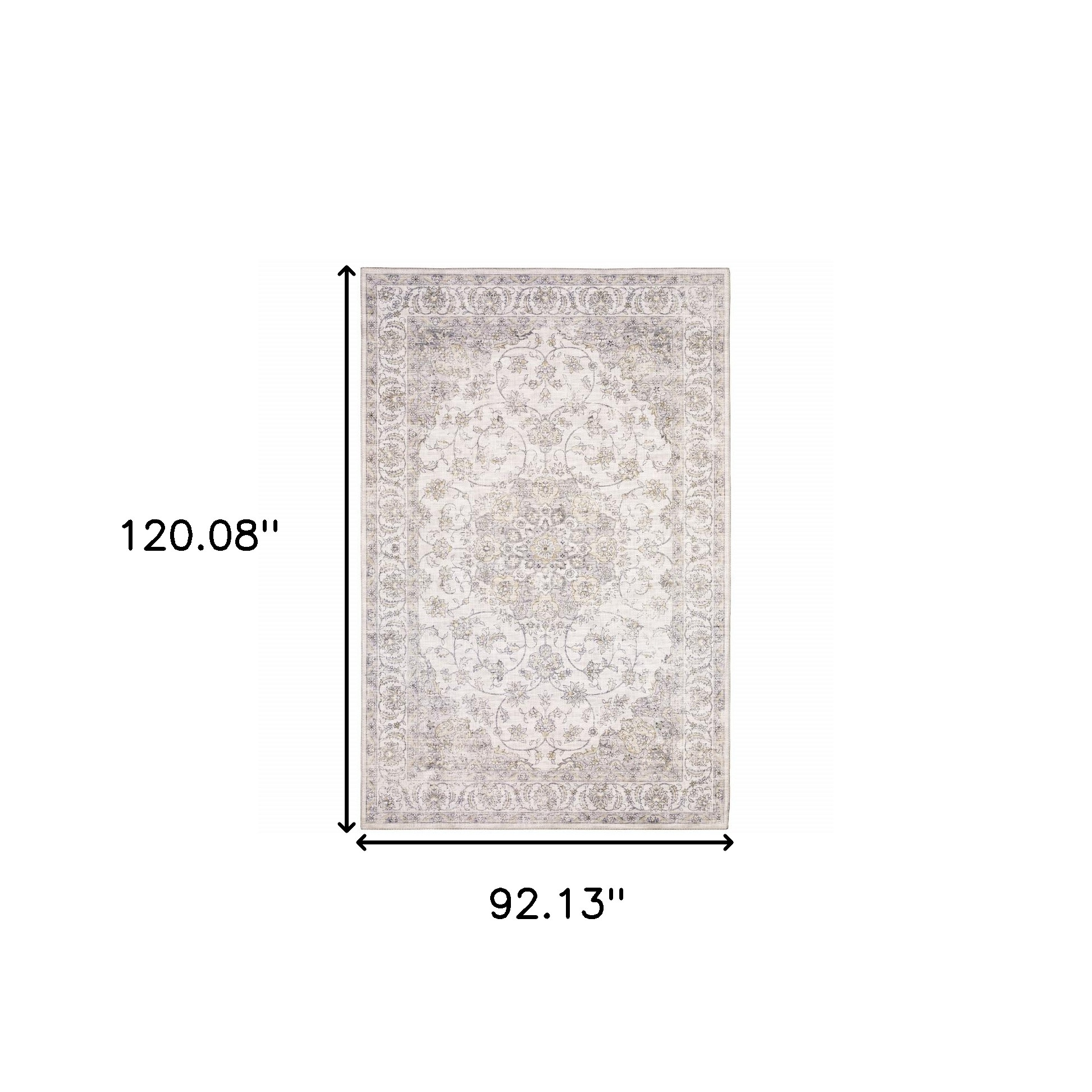 8" X 10" Beige and Ivory Oriental Power Loom Area Rug
