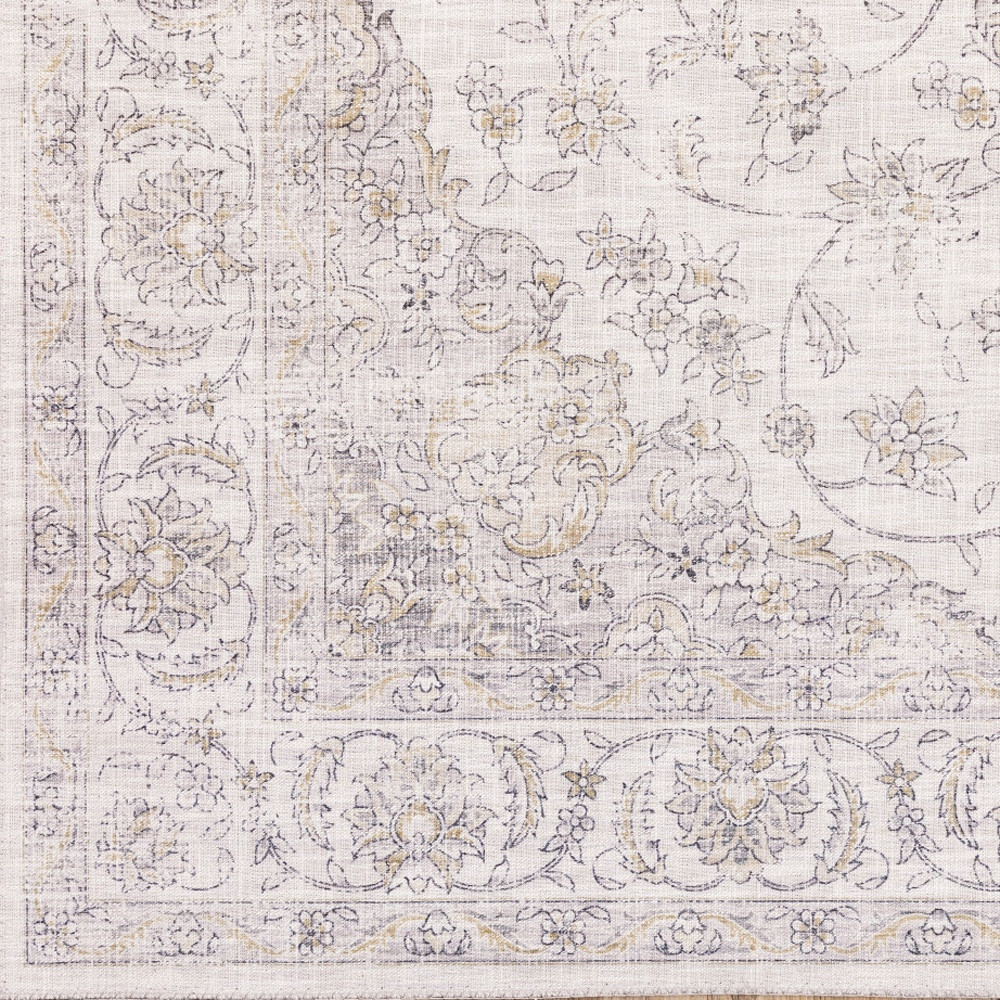 9" X 12" Beige Gold And Grey Oriental Power Loom Stain Resistant Area Rug