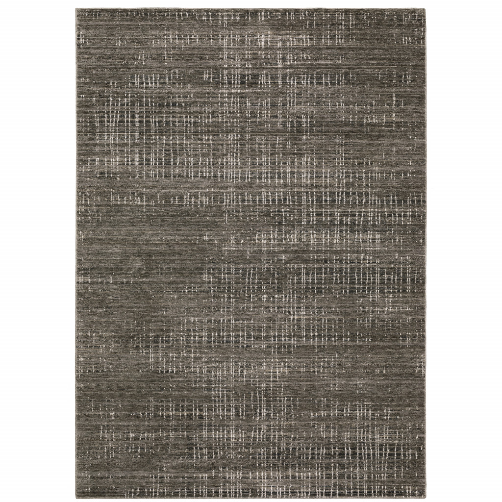 7" X 10" Gray and Ivory Abstract Power Loom Area Rug