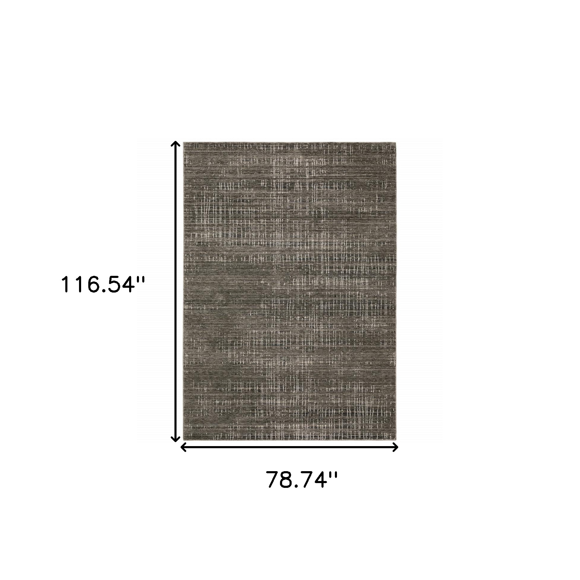 7" X 10" Gray and Ivory Abstract Power Loom Area Rug