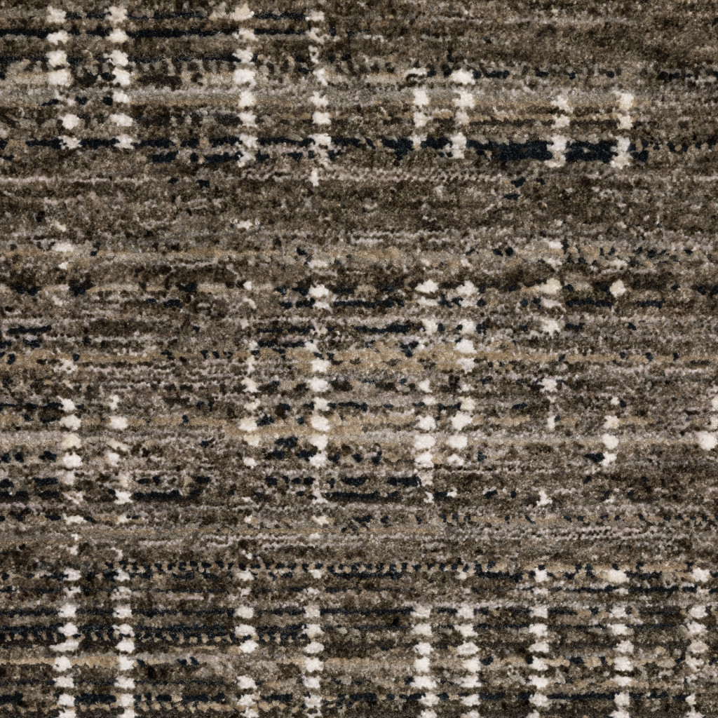 7" X 10" Gray and Ivory Abstract Power Loom Area Rug