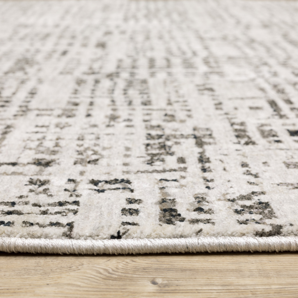 5" X 8" Ivory Grey Charcoal Brown And Beige Abstract Power Loom Stain Resistant Area Rug