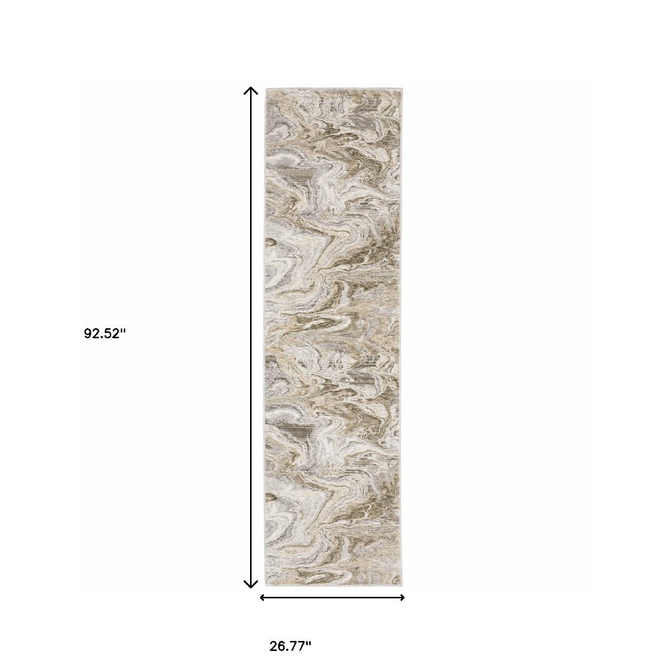 2" X 8" Ivory Tan Beige Grey And Brown Abstract Power Loom Stain Resistant Runner Rug
