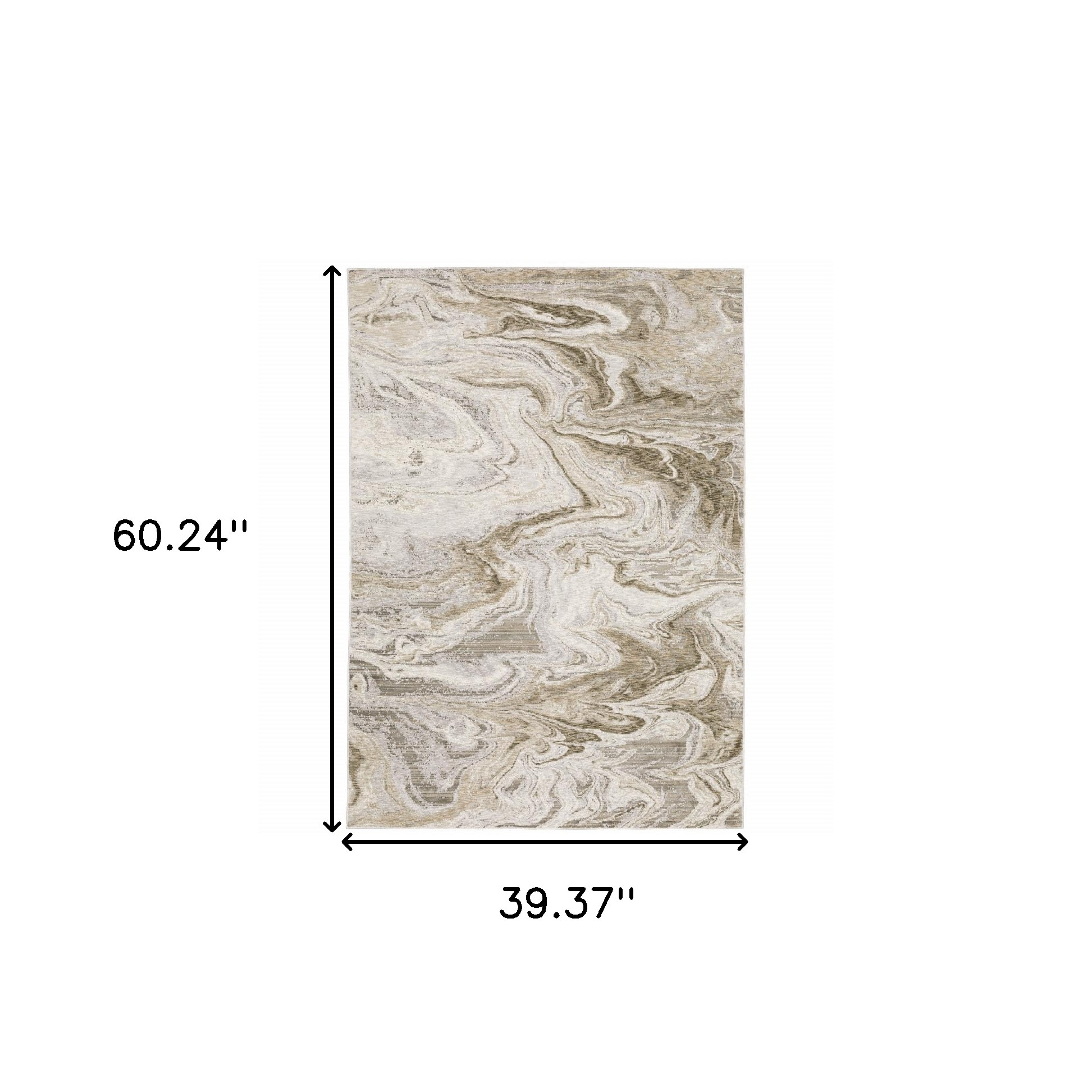 3" X 5" Ivory Tan Beige Grey And Brown Abstract Power Loom Stain Resistant Area Rug