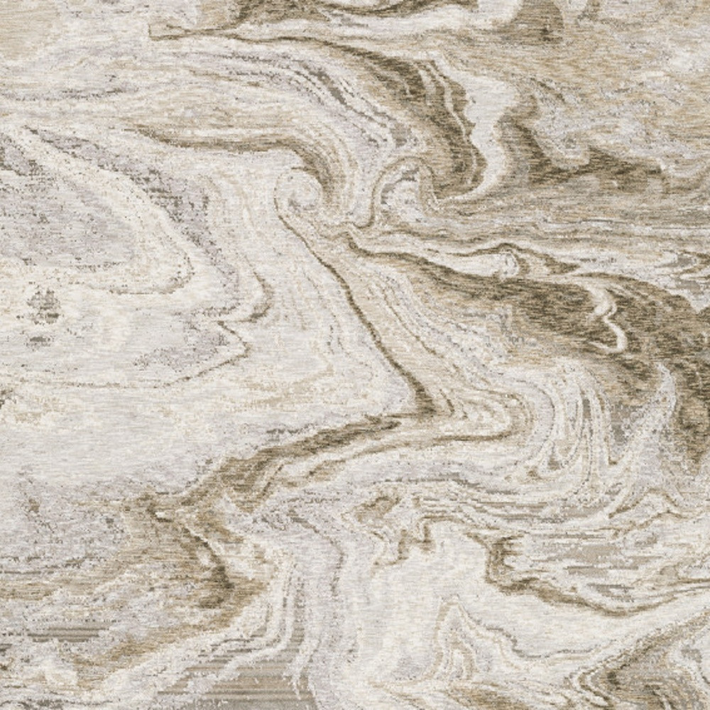 5" X 8" Ivory Tan Beige Grey And Brown Abstract Power Loom Stain Resistant Area Rug