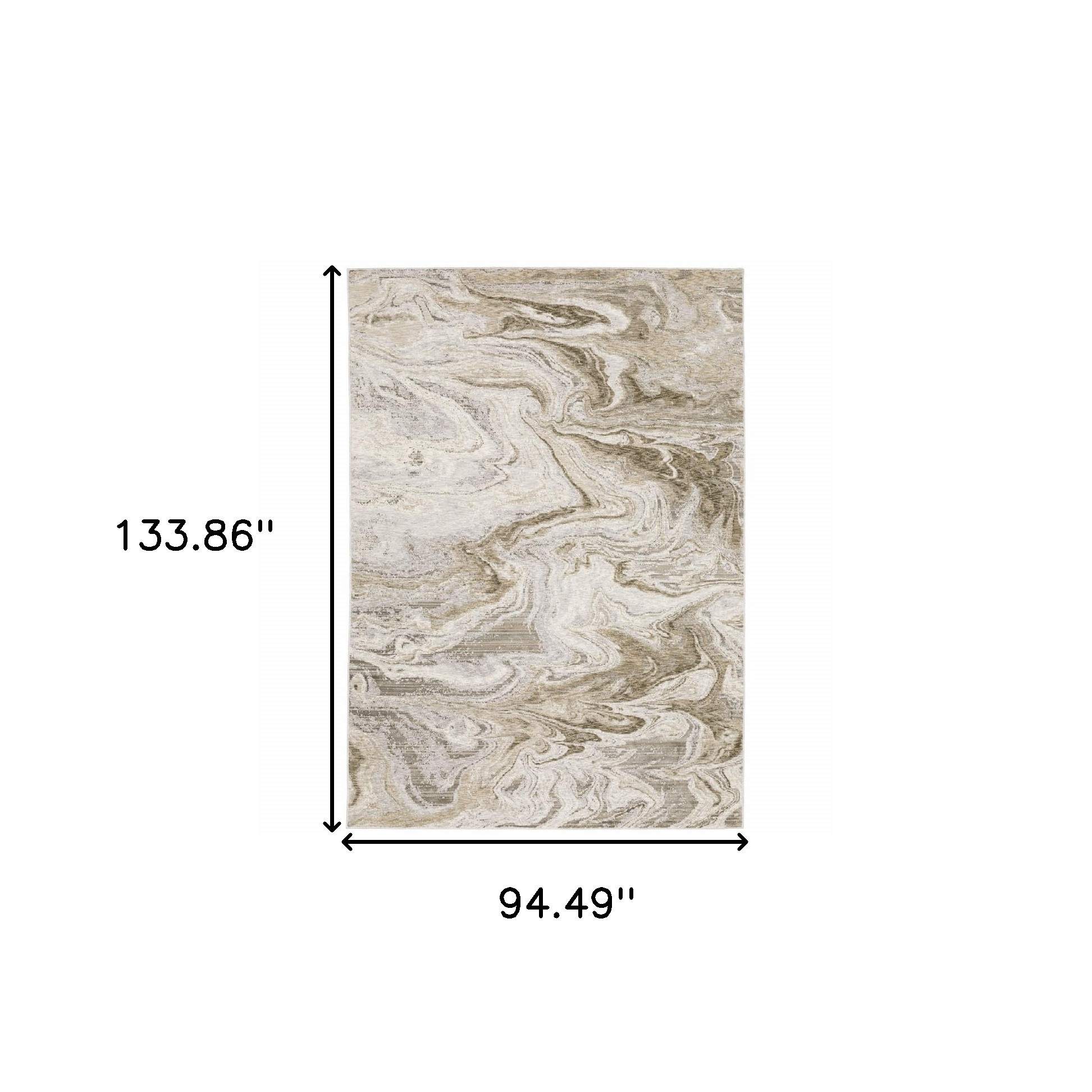 8" X 11" Ivory Tan Beige Grey And Brown Abstract Power Loom Stain Resistant Area Rug
