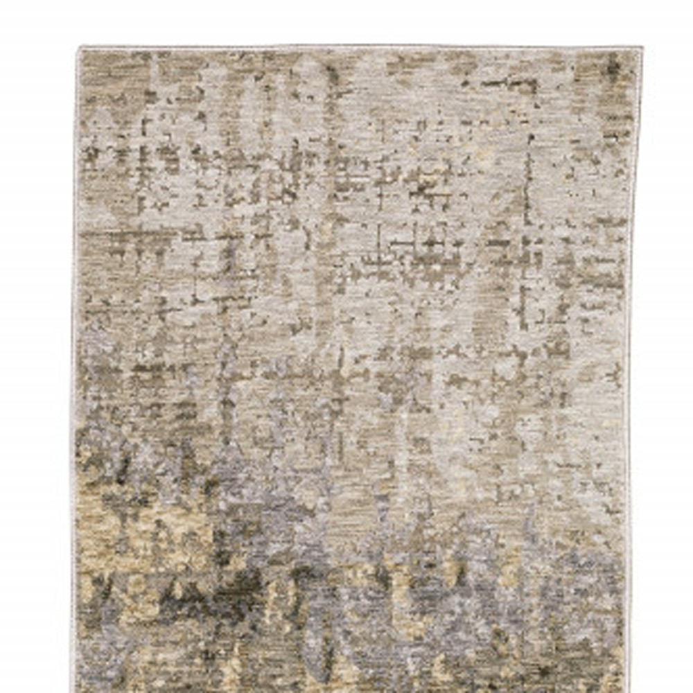 2" X 8" Beige Grey Ivory Tan And Brown Abstract Power Loom Stain Resistant Runner Rug