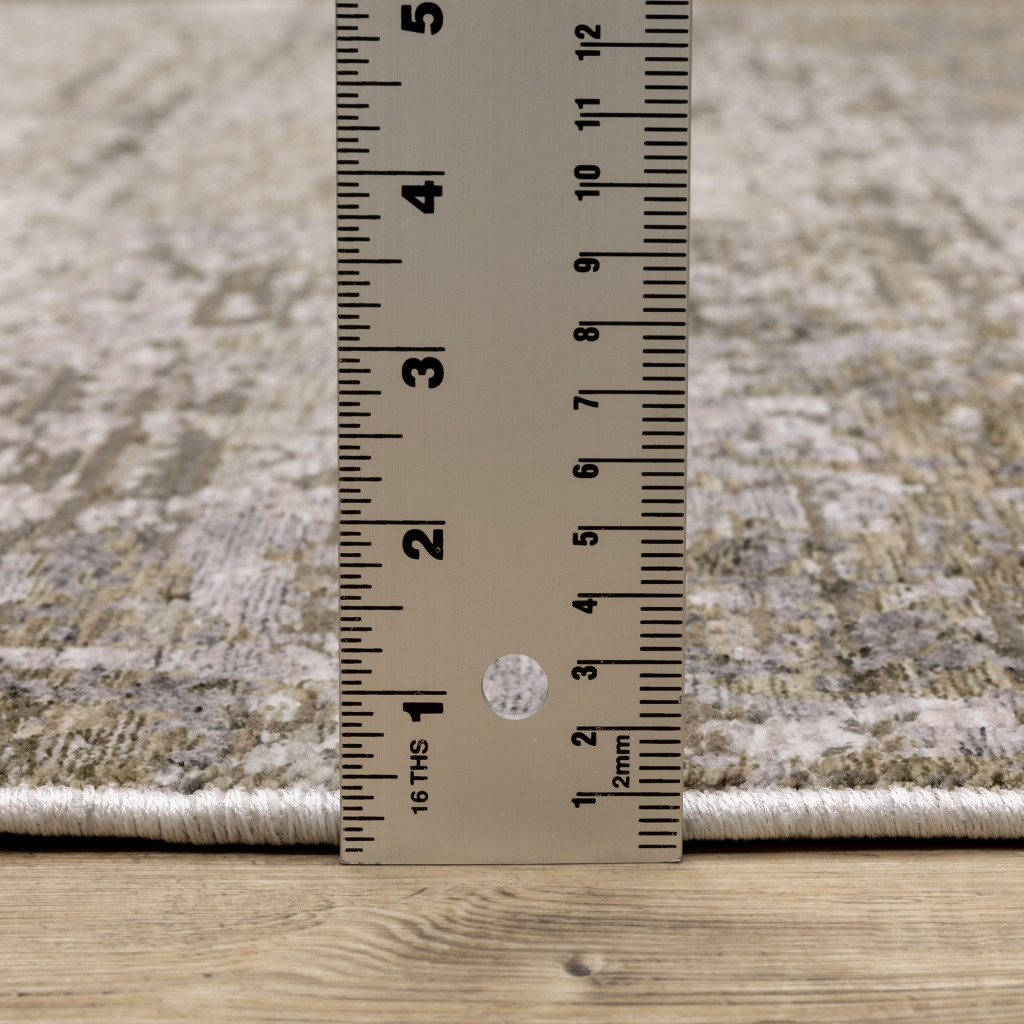 2" X 8" Beige Grey Ivory Tan And Brown Abstract Power Loom Stain Resistant Runner Rug