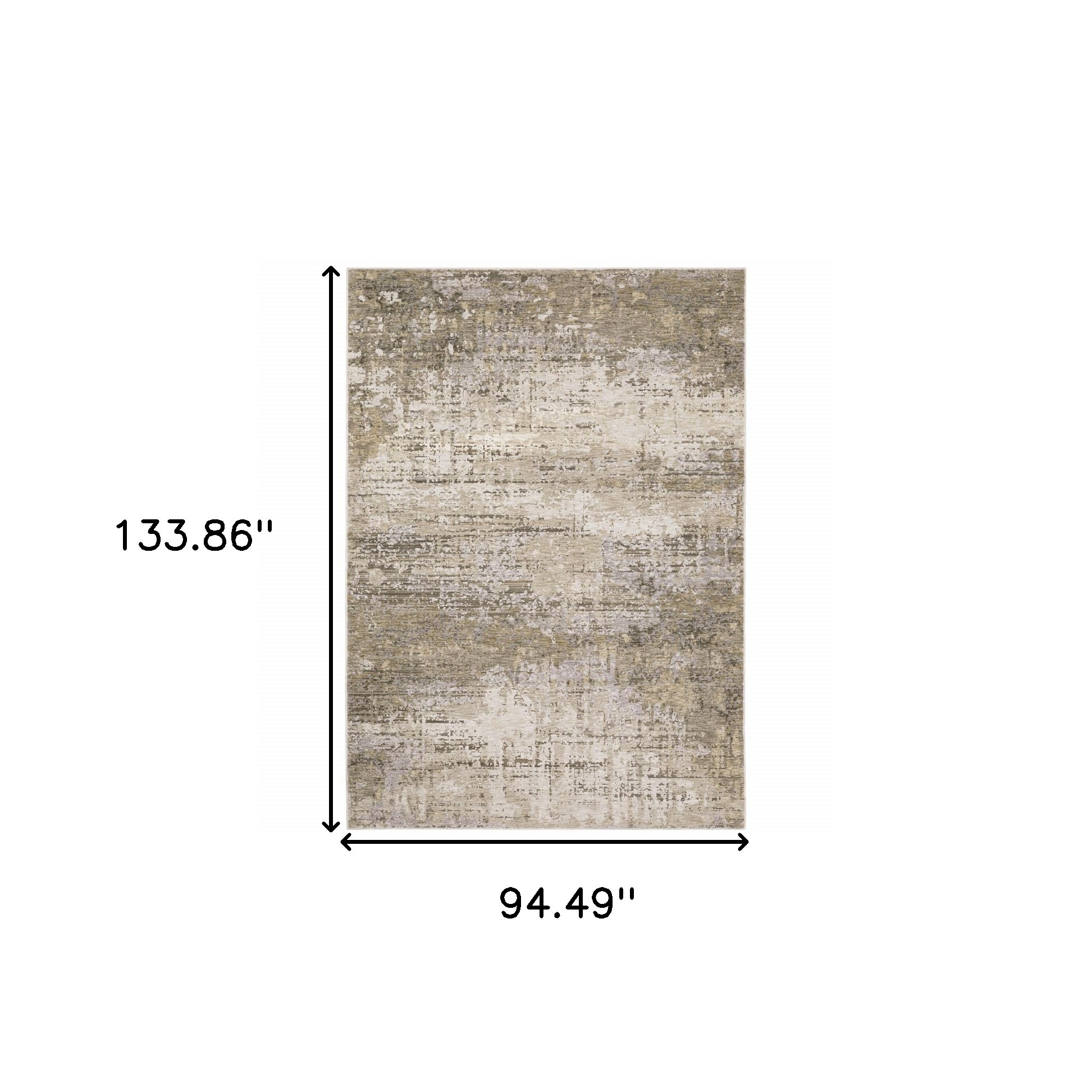 8" X 11" Beige Grey Ivory Tan And Brown Abstract Power Loom Stain Resistant Area Rug