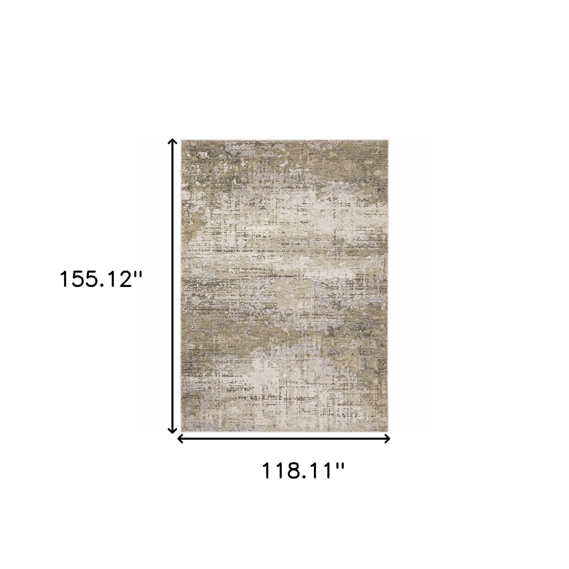 10" X 13" Beige Grey Ivory Tan And Brown Abstract Power Loom Stain Resistant Area Rug