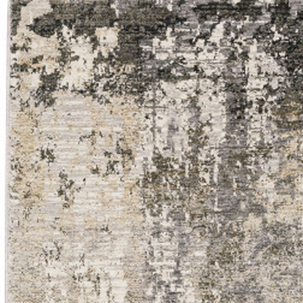 2" X 8" Beige Grey Ivory Tan And Brown Abstract Power Loom Stain Resistant Runner Rug