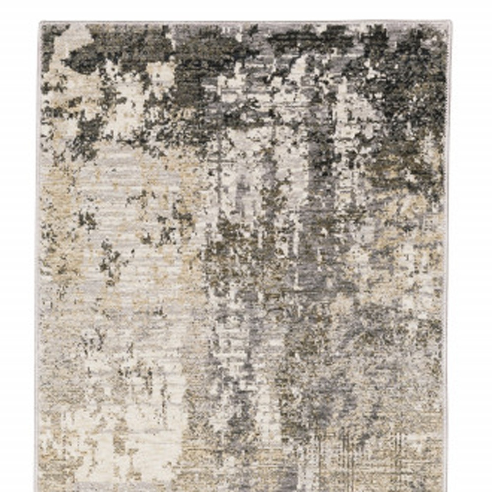 2" X 8" Beige Grey Ivory Tan And Brown Abstract Power Loom Stain Resistant Runner Rug