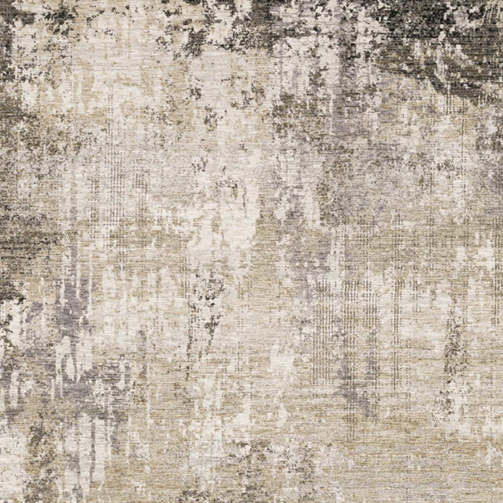 5" X 8" Beige Grey Ivory Tan And Brown Abstract Power Loom Stain Resistant Area Rug
