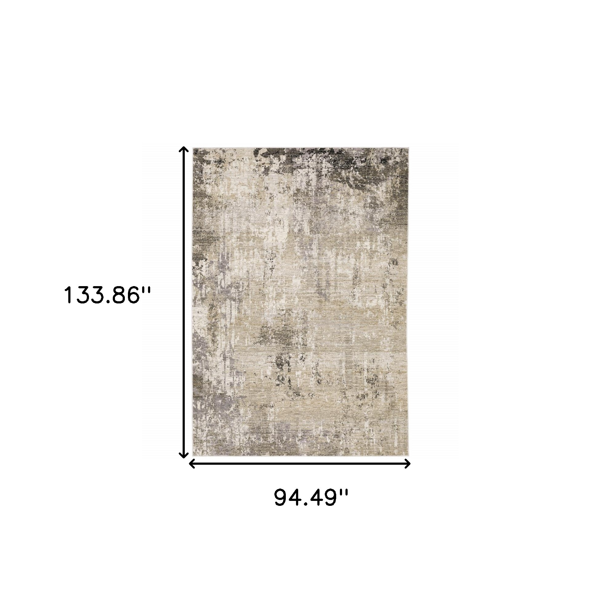 8" X 11" Beige Grey Ivory Tan And Brown Abstract Power Loom Stain Resistant Area Rug