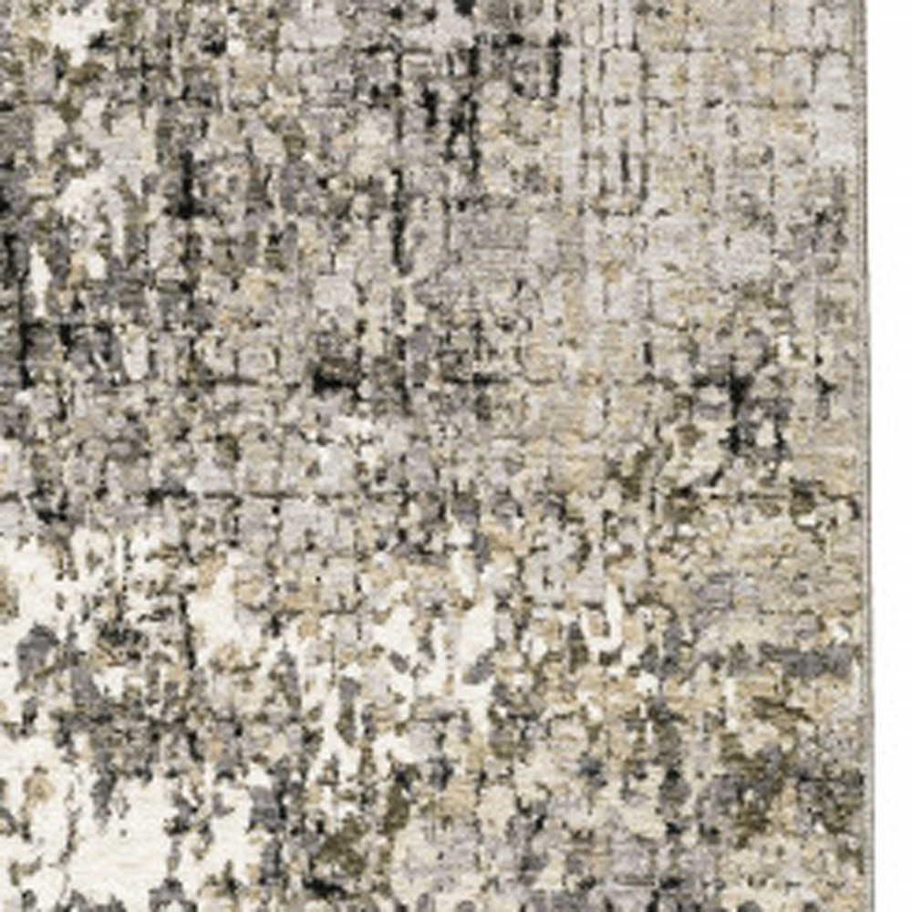 2" X 8" Grey Ivory Beige Charcoal Black Tan And Brown Abstract Power Loom Stain Resistant Runner Rug