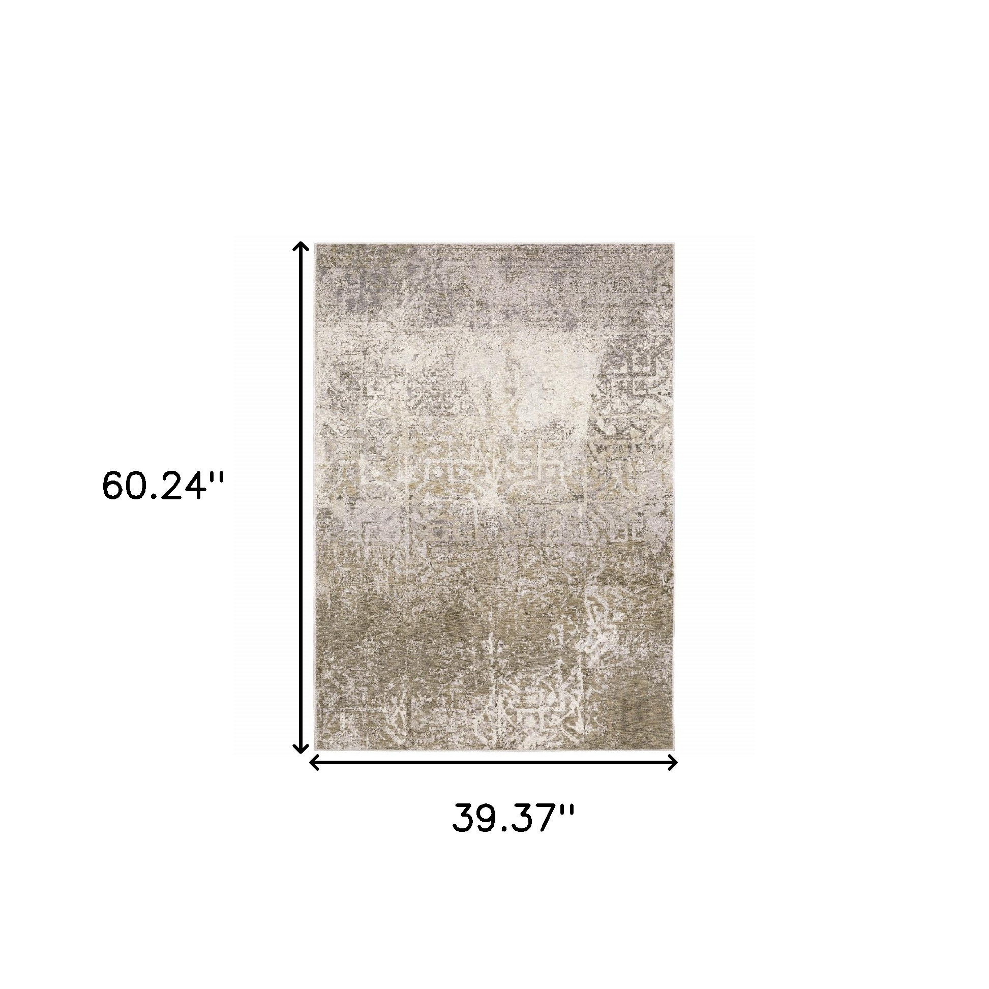 3" X 5" Ivory Grey Tan Brown And Beige Abstract Power Loom Stain Resistant Area Rug
