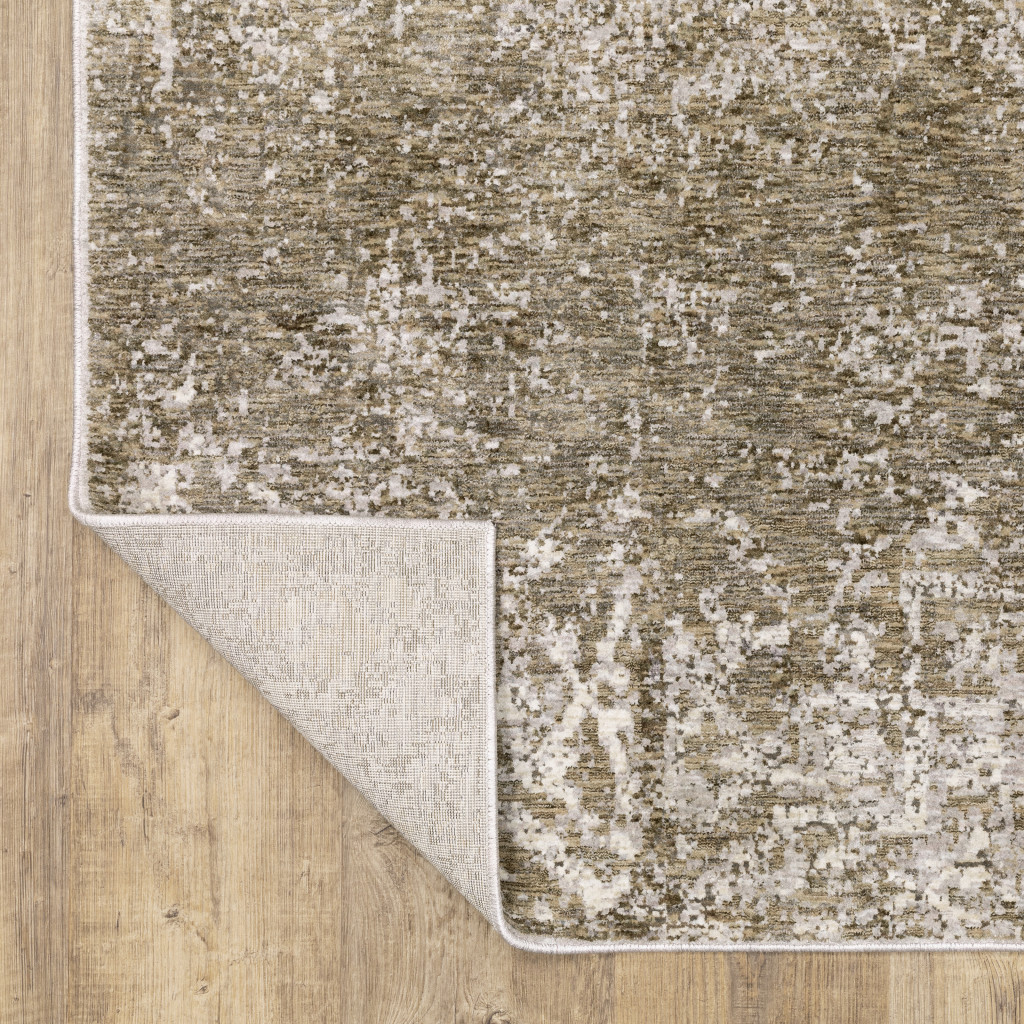 8" X 11" Ivory Grey Tan Brown And Beige Abstract Power Loom Stain Resistant Area Rug