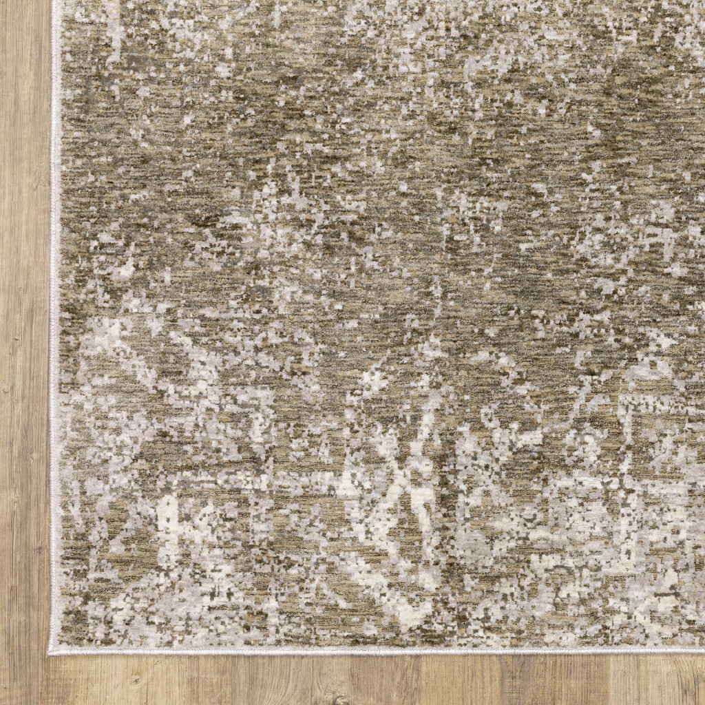 8" X 11" Ivory Grey Tan Brown And Beige Abstract Power Loom Stain Resistant Area Rug