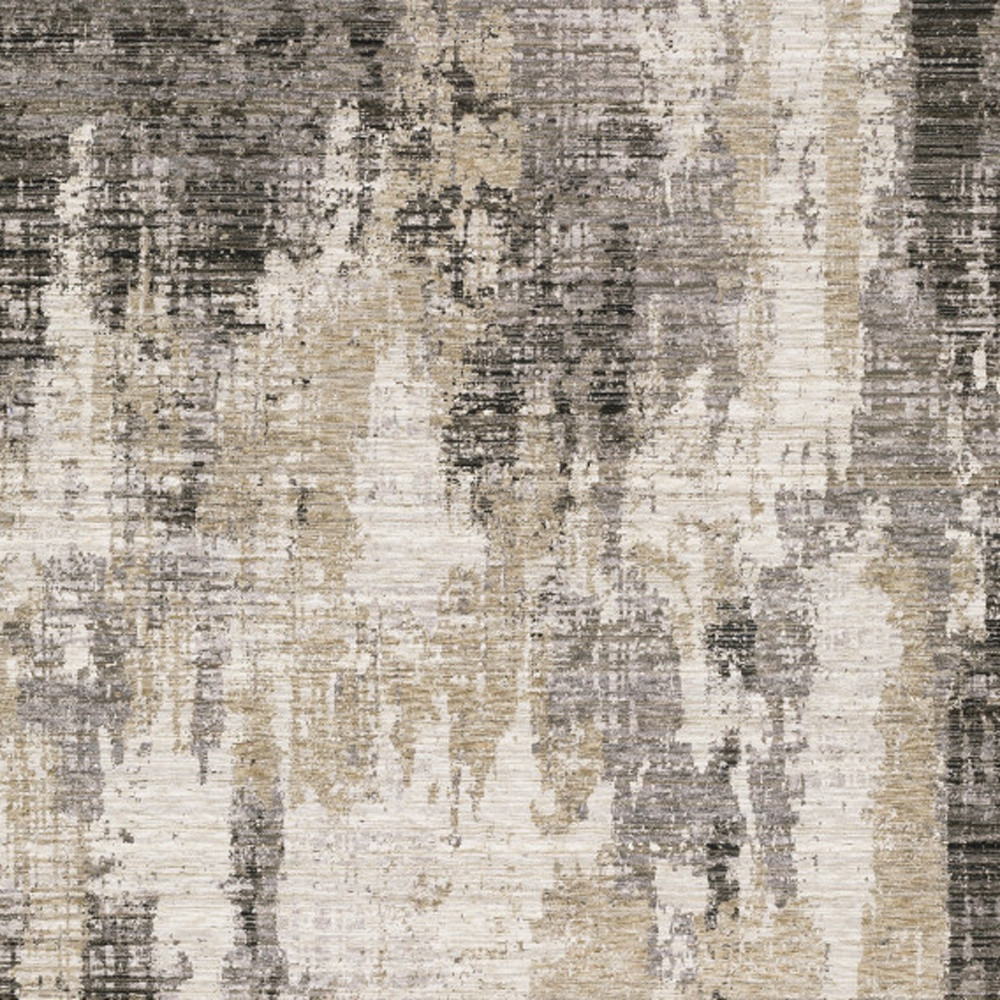 5" X 8" Grey Beige Charcoal Brown Tan And Ivory Abstract Power Loom Stain Resistant Area Rug