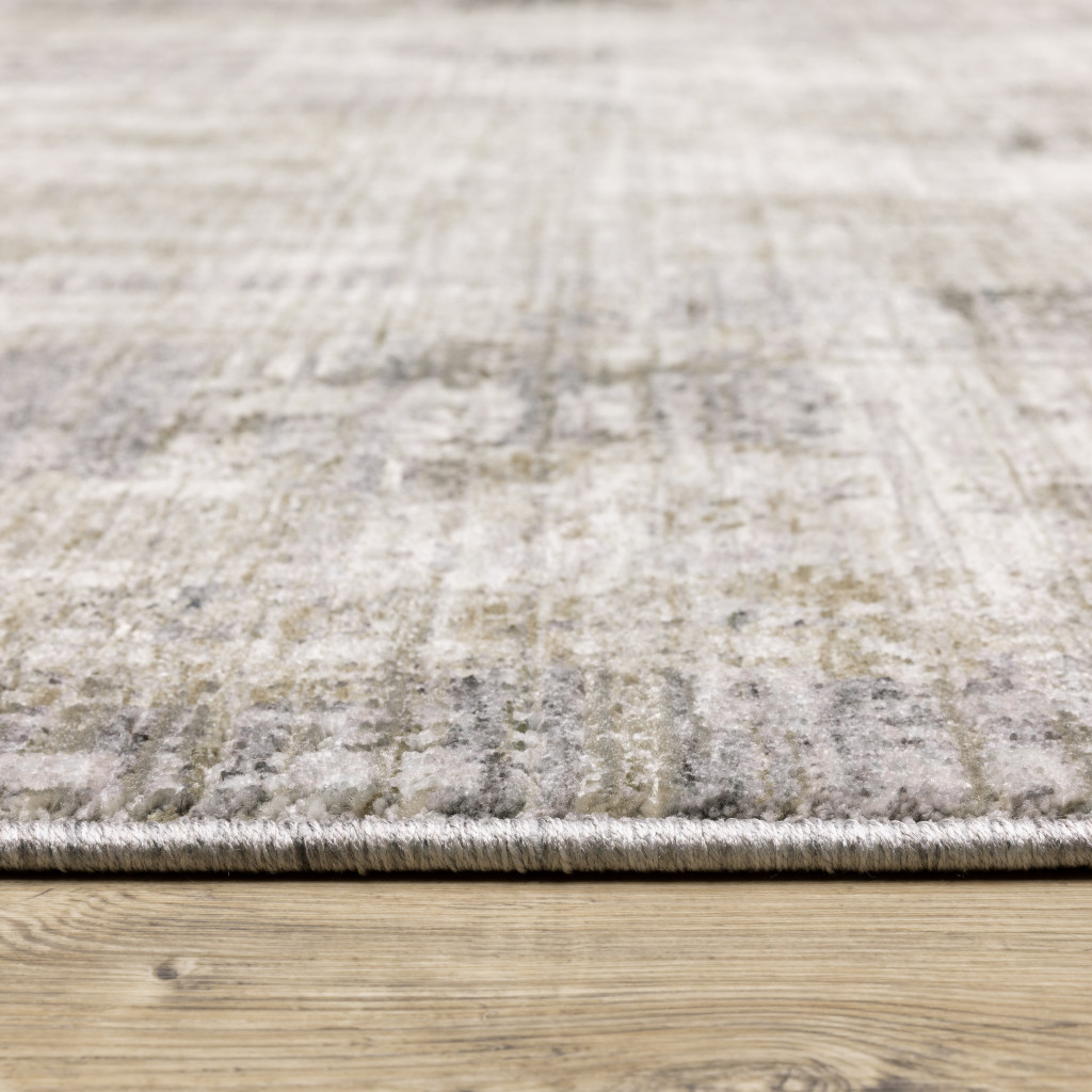 10" X 13" Gray And Ivory Abstract Power Loom Area Rug