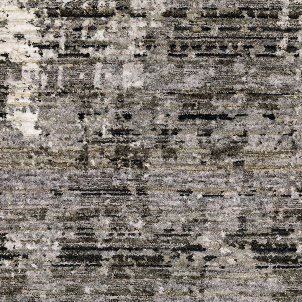 10" X 13" Gray And Ivory Abstract Power Loom Area Rug