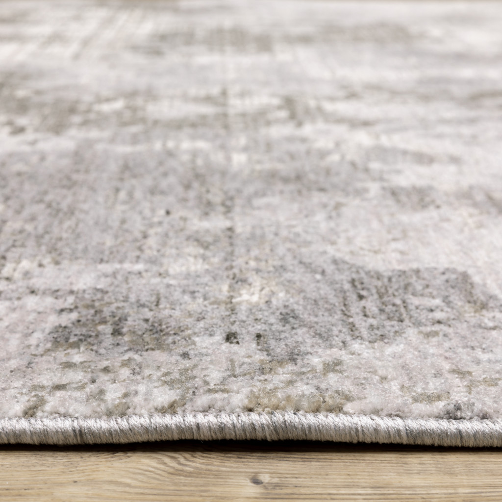 2" X 8" Grey Ivory Beige Tan Brown And Black Abstract Power Loom Stain Resistant Runner Rug