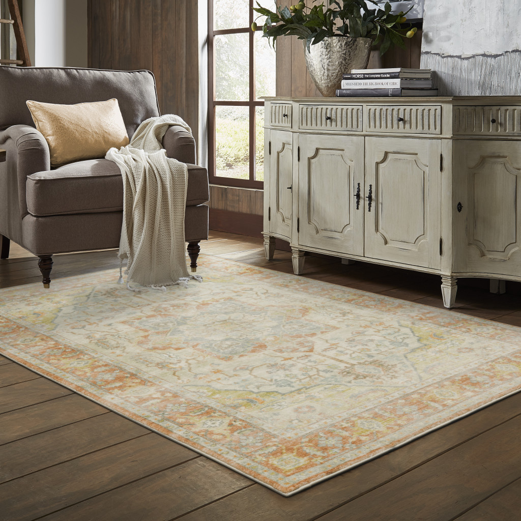 8" X 10" Gray and Silver Abstract Power Loom Area Rug