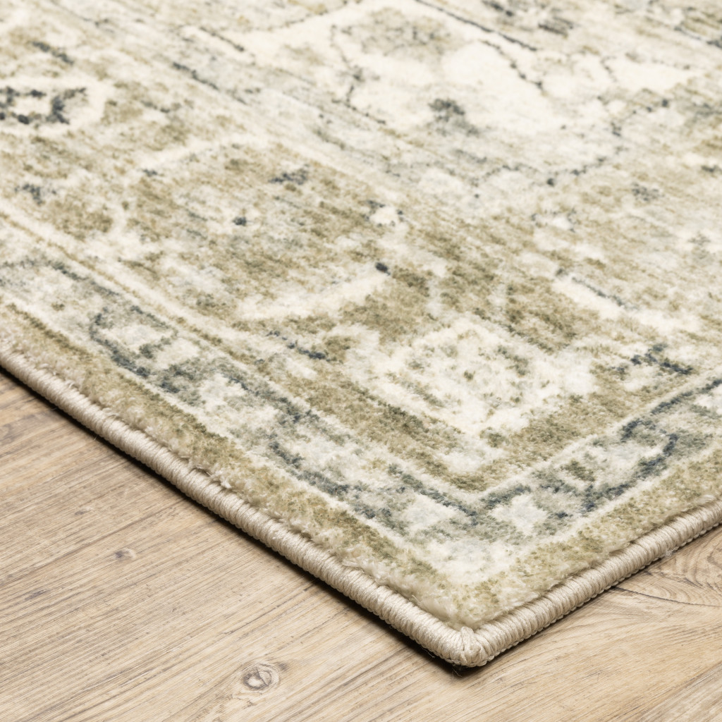 8" Tan and Ivory Oriental Power Loom Runner Rug