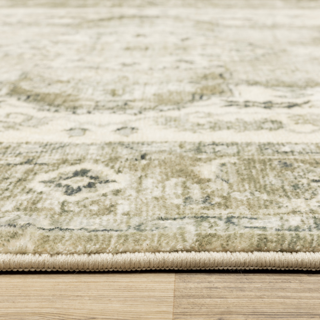 8" Tan and Ivory Oriental Power Loom Runner Rug