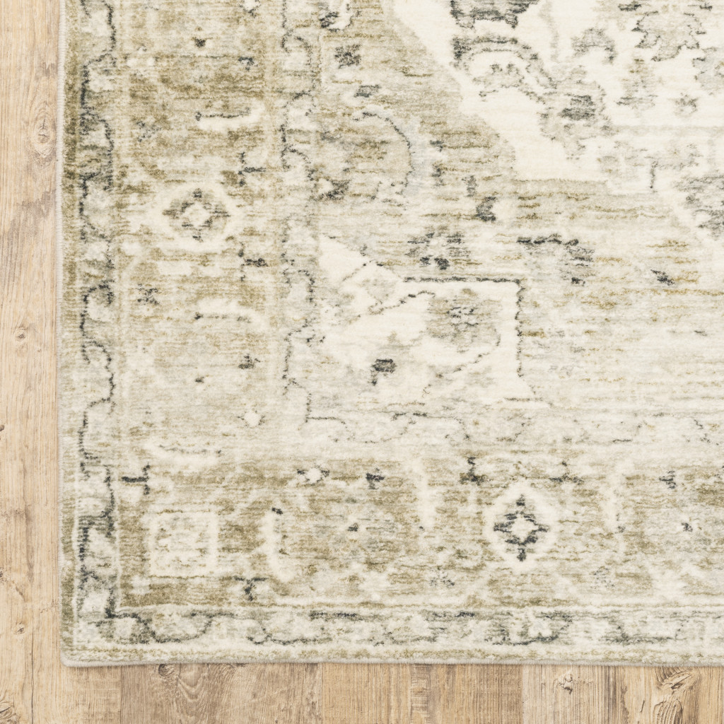 8" Tan and Ivory Oriental Power Loom Runner Rug